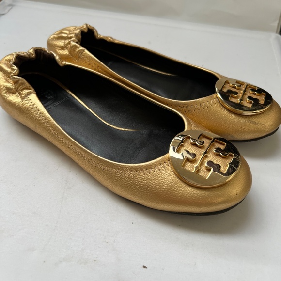Tory Burch Gold Slip on Shoes Ballet Flats Size 6 1/2 M - Picture 3 of 10